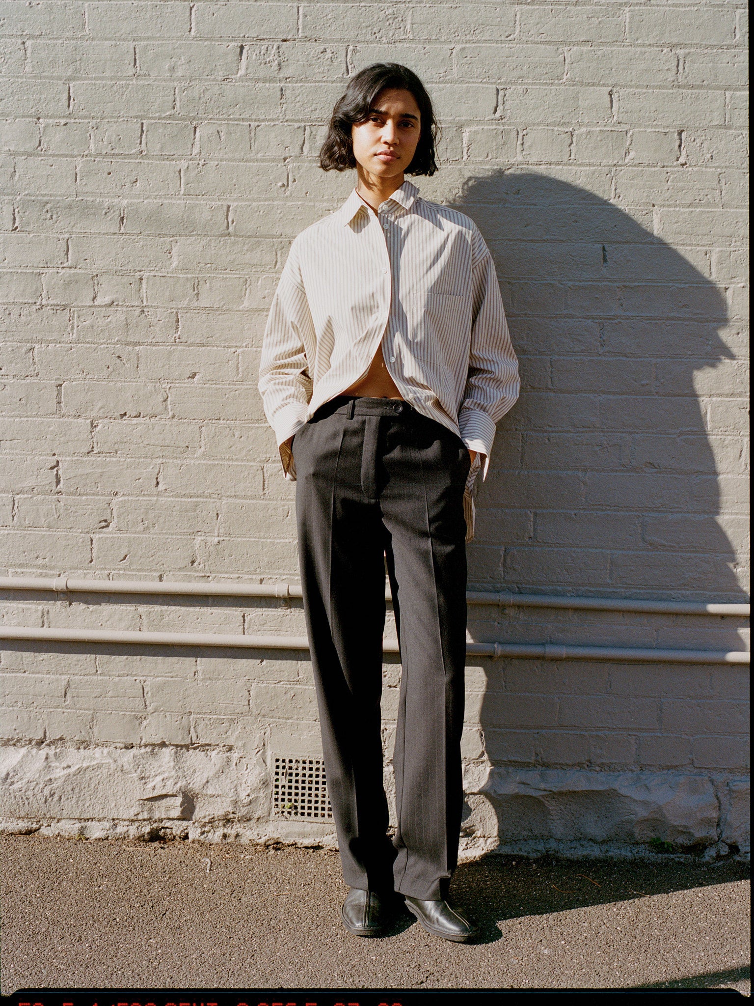Limited Edition Agnes Italian Charcoal Pinstripe Wool Pants