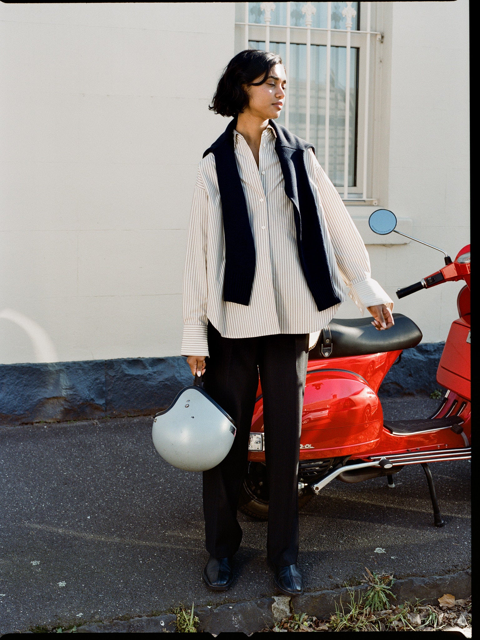 Limited Edition Agnes Italian Charcoal Pinstripe Wool Pants