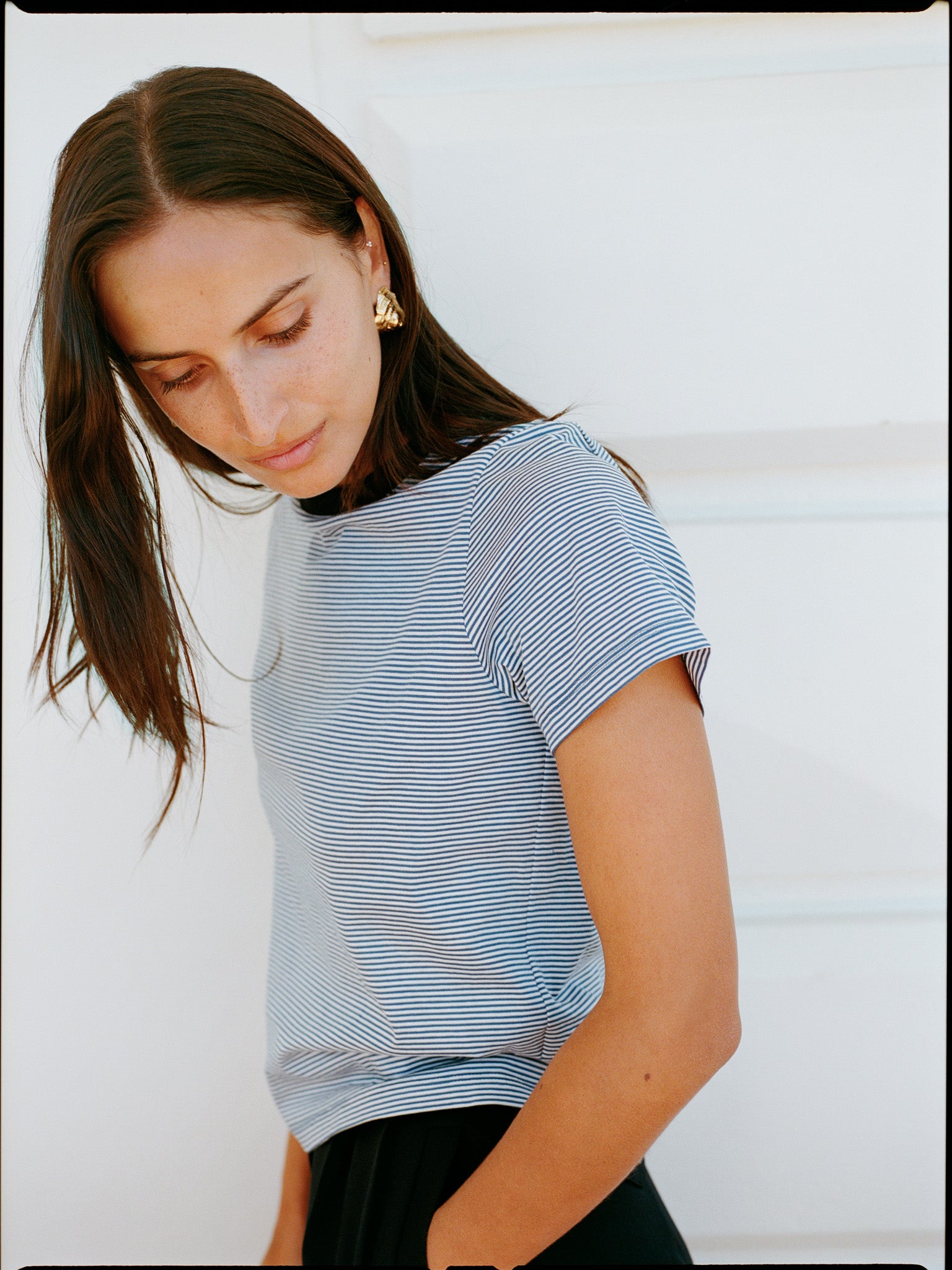Recently in Stock - Jim Blue Stripe Japanese Cotton T