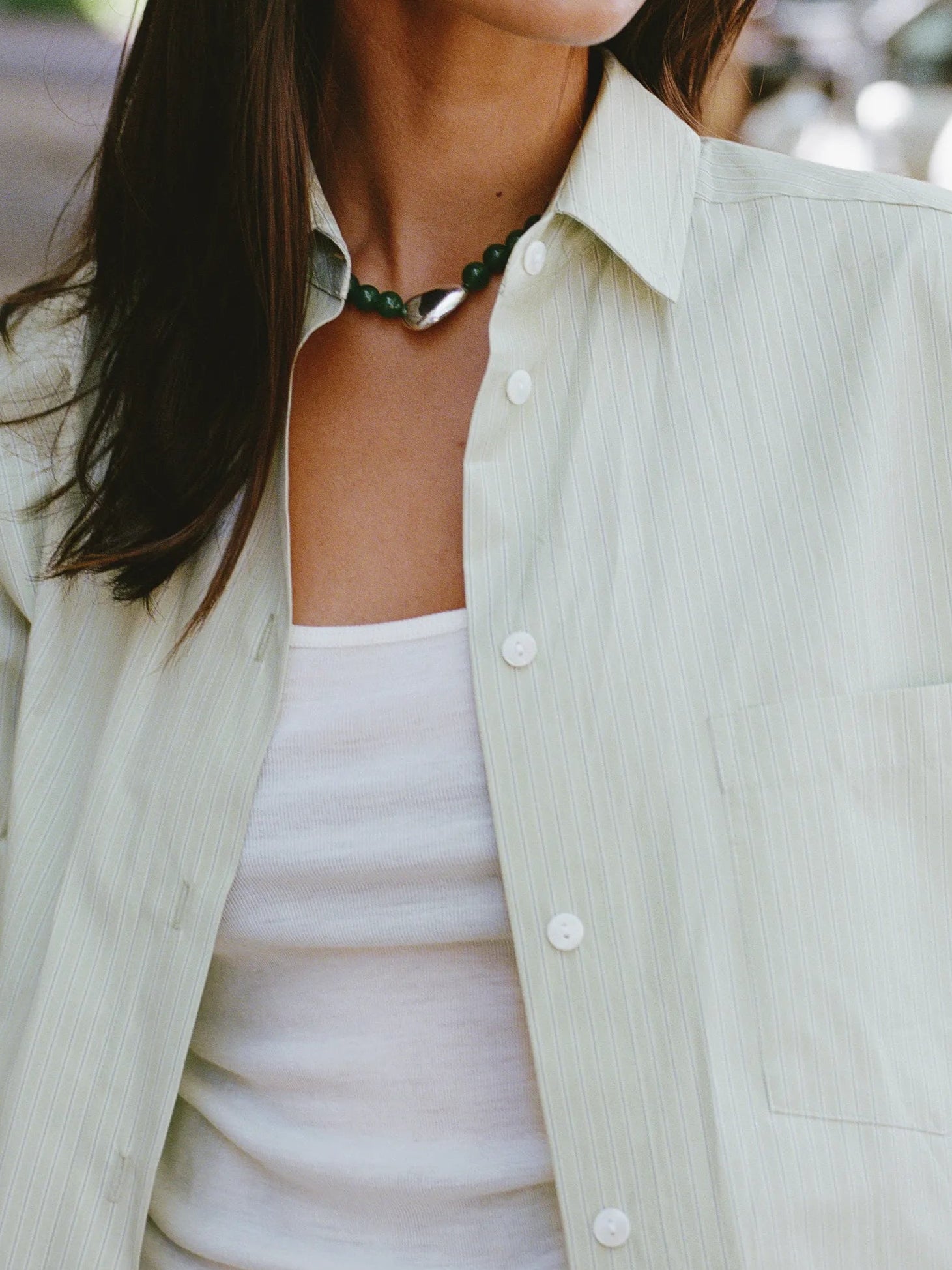 Limited Edition - Artist Japanese Pistachio Stripe Cotton Shirt