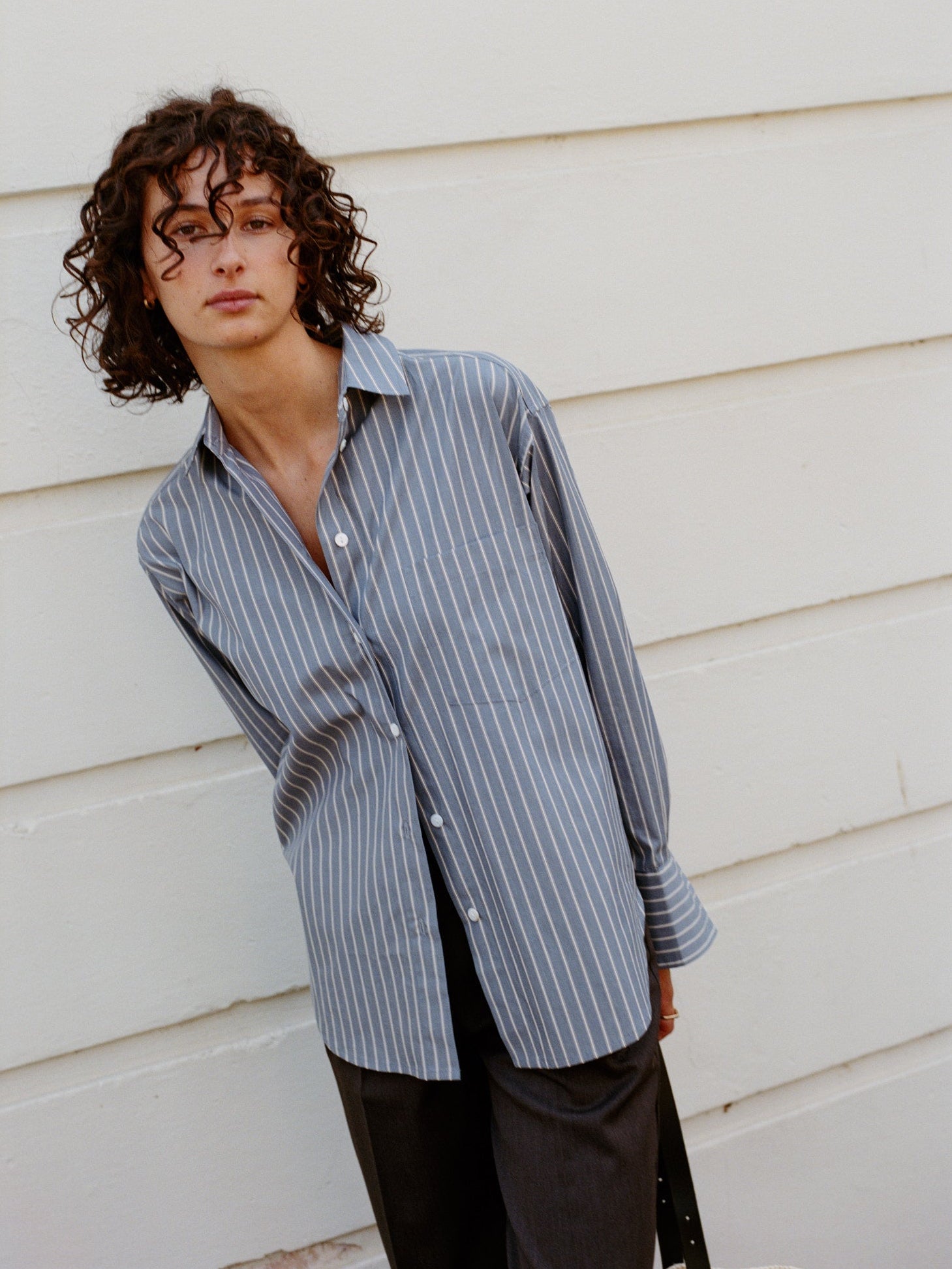 Artist Japanese Navy Wide Stripe Cotton Shirt