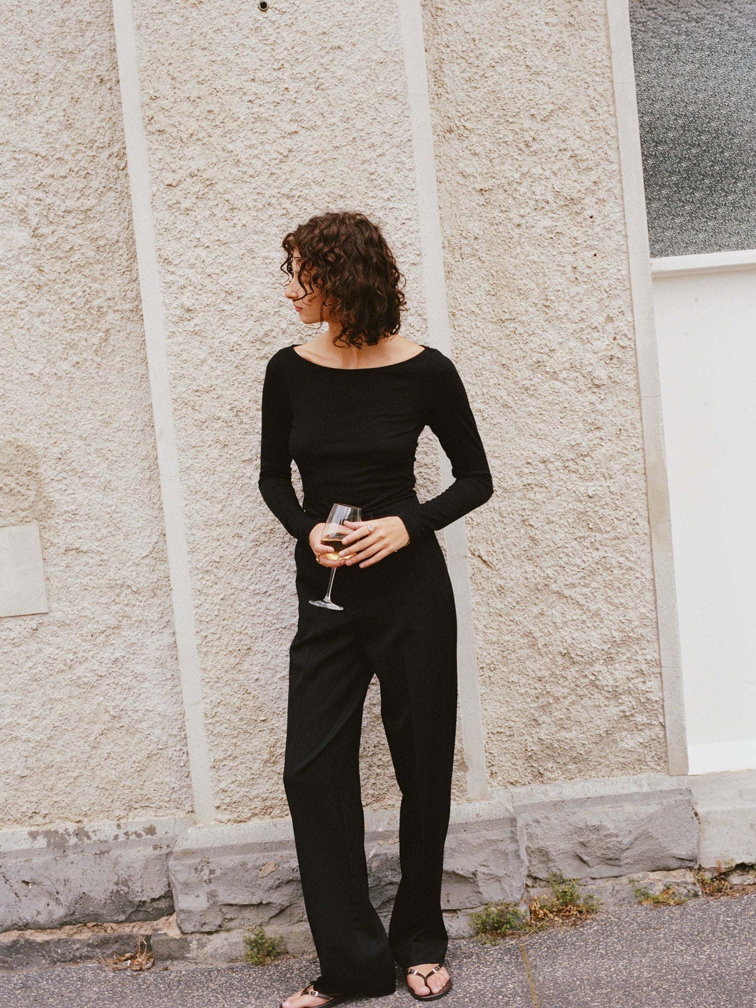 Agnes Japanese Black Wool Twill Pants