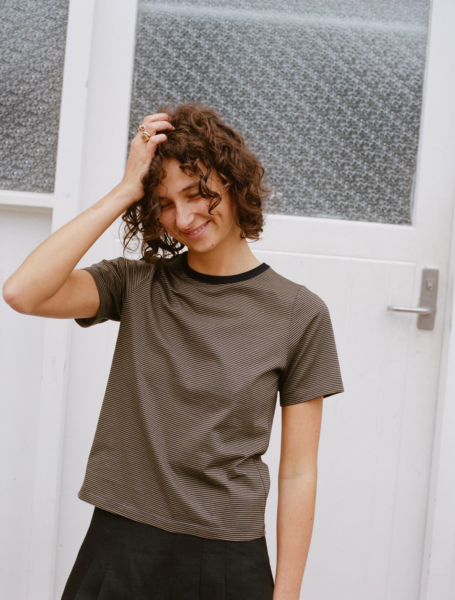 Jim Olive Stripe Organic Cotton T