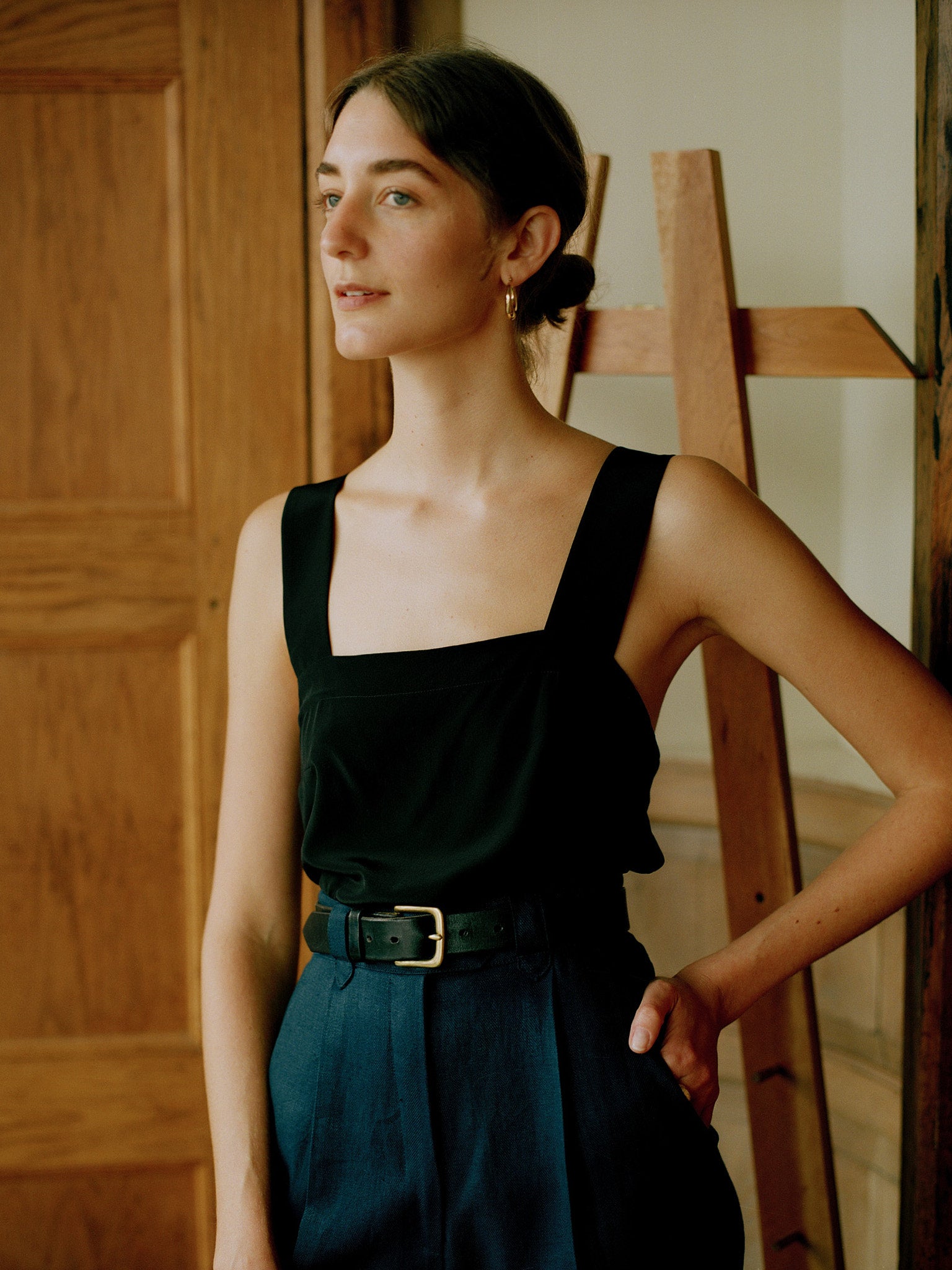 Clara Black Italian Silk Top