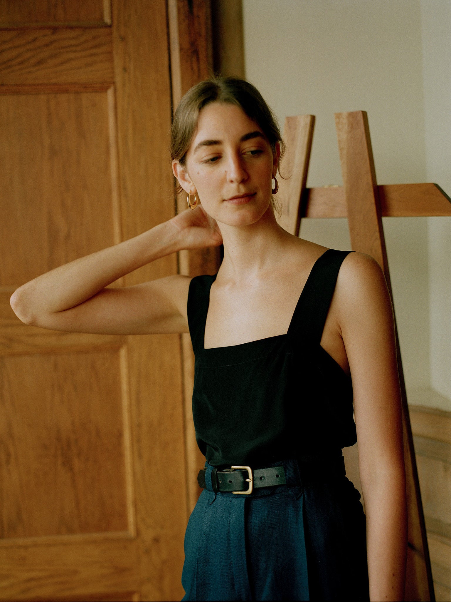 Clara Black Italian Silk Top