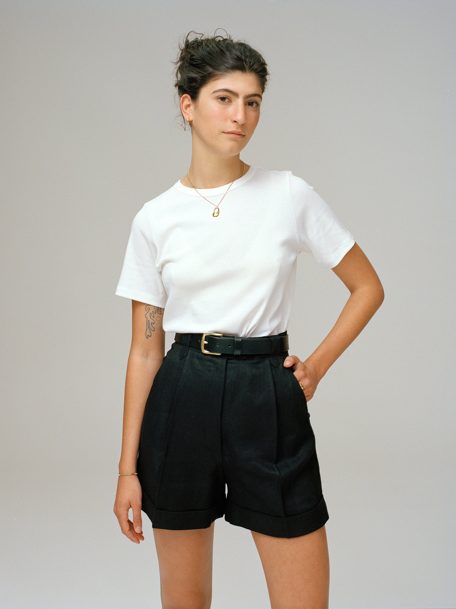 Ada Black Linen Shorts