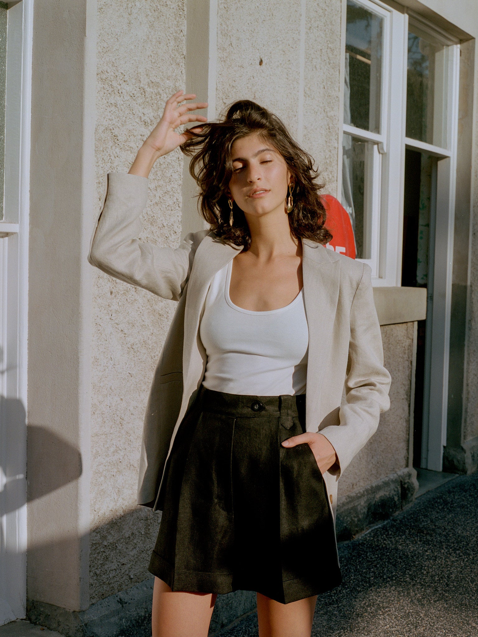 Ada Black Linen Shorts