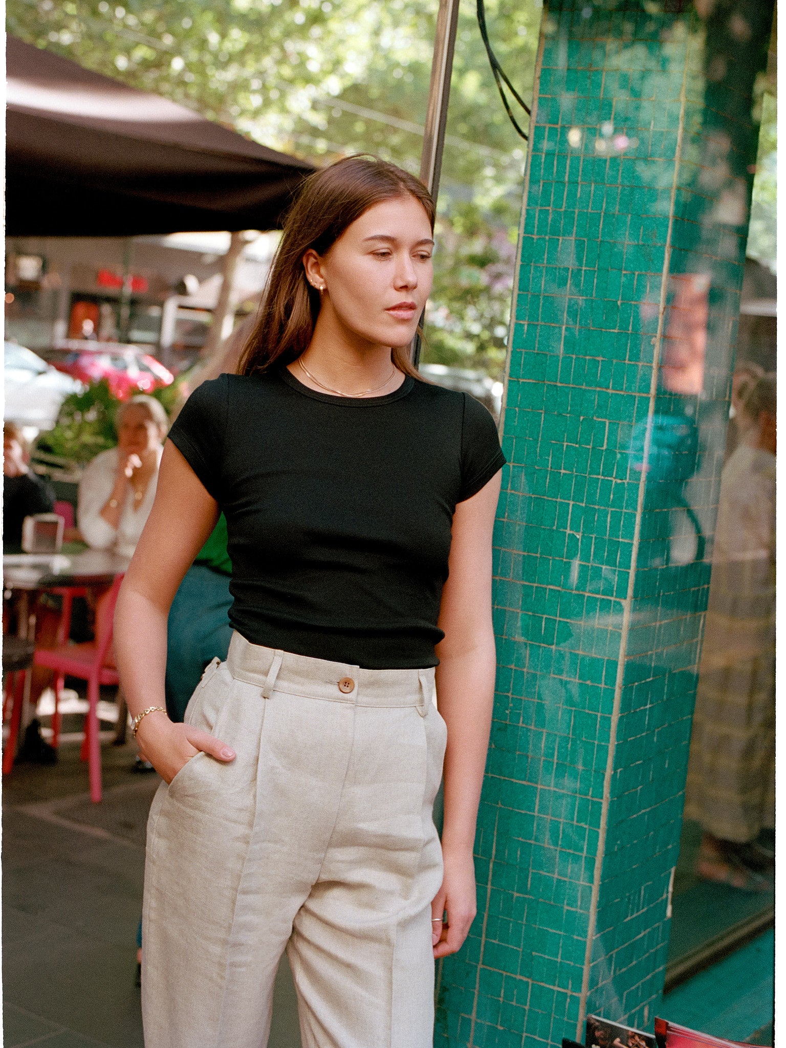 Recently Back in Stock - Vera Black Japanese Organic Cotton T