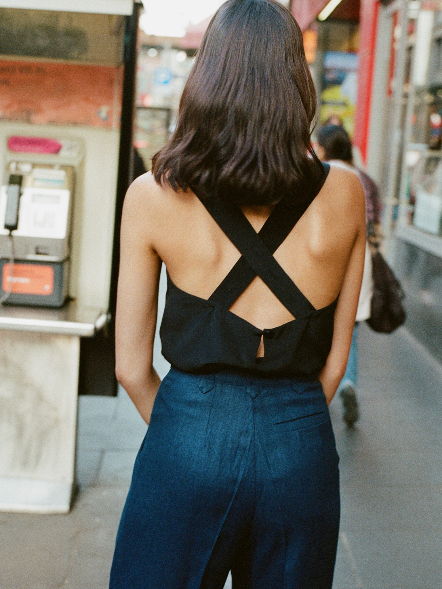 Clara Black Italian Silk Top
