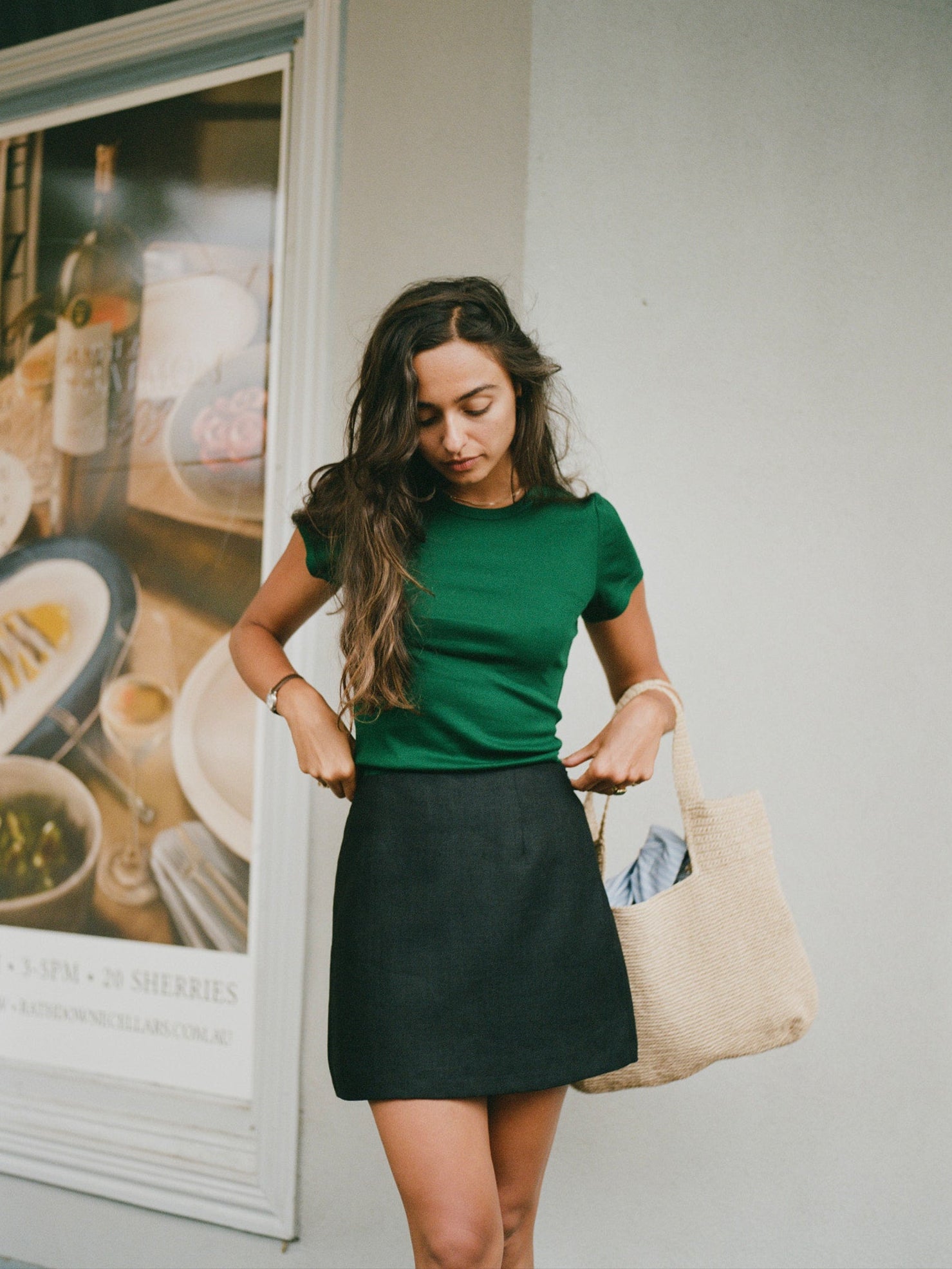 Kit Black Linen Mini Skirt