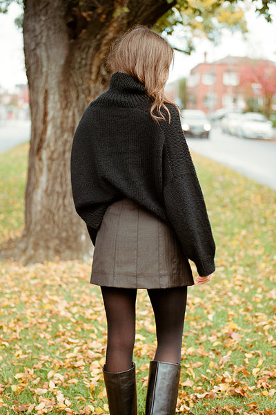 Linen Herringbone Overall Skirt