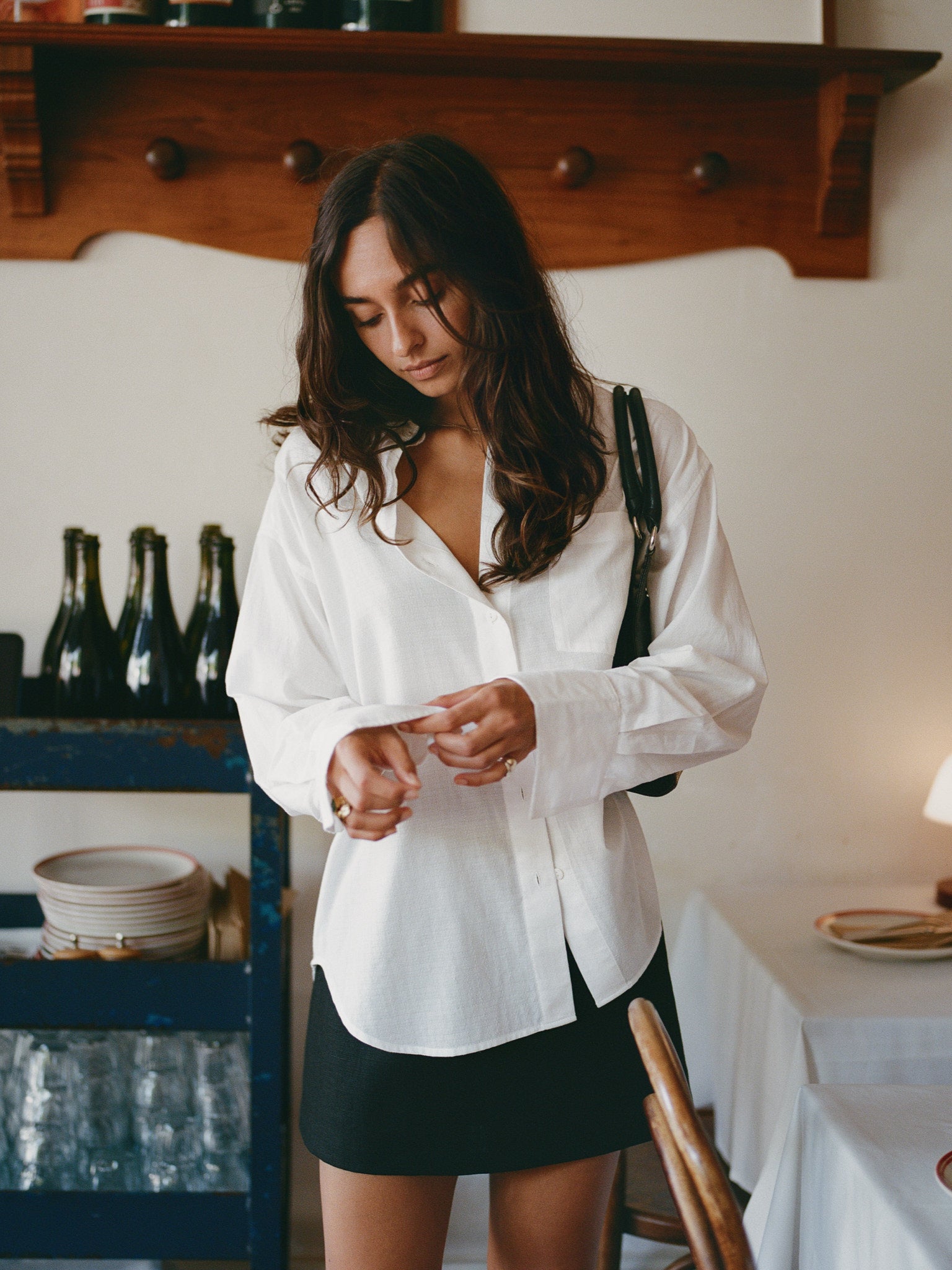 Kit Black Linen Mini Skirt