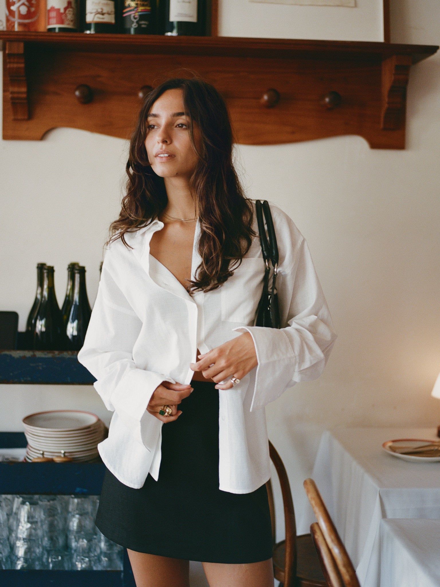 Kit Black Linen Mini Skirt