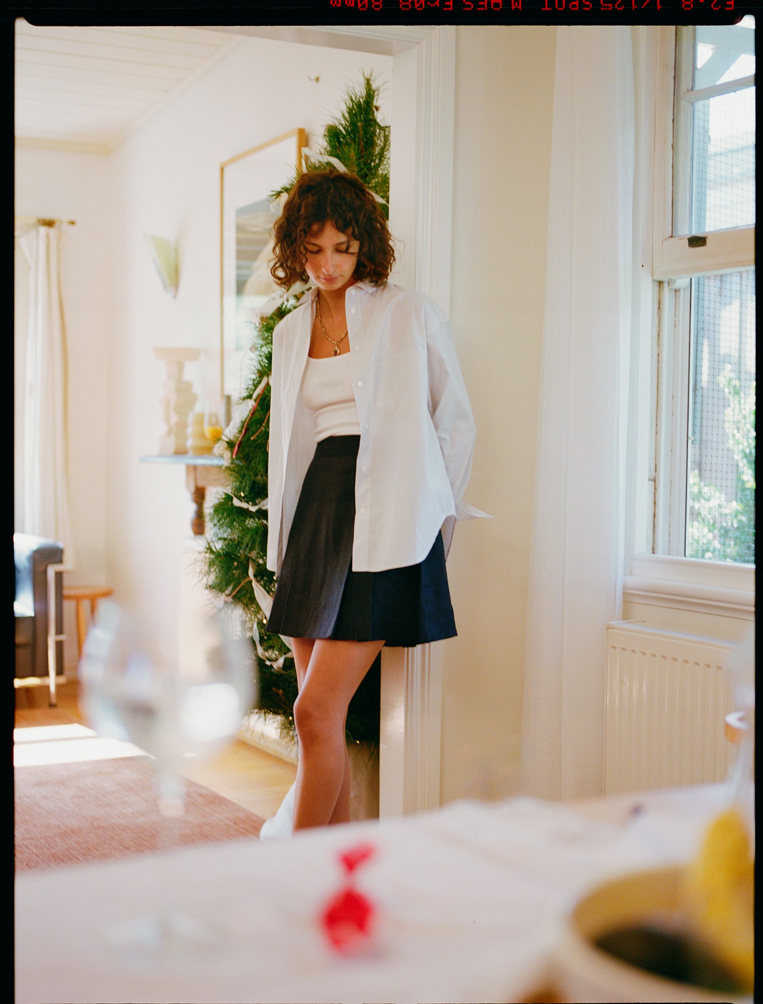 Recently in Stock - Jane Navy Japanese Linen Pleated Skirt