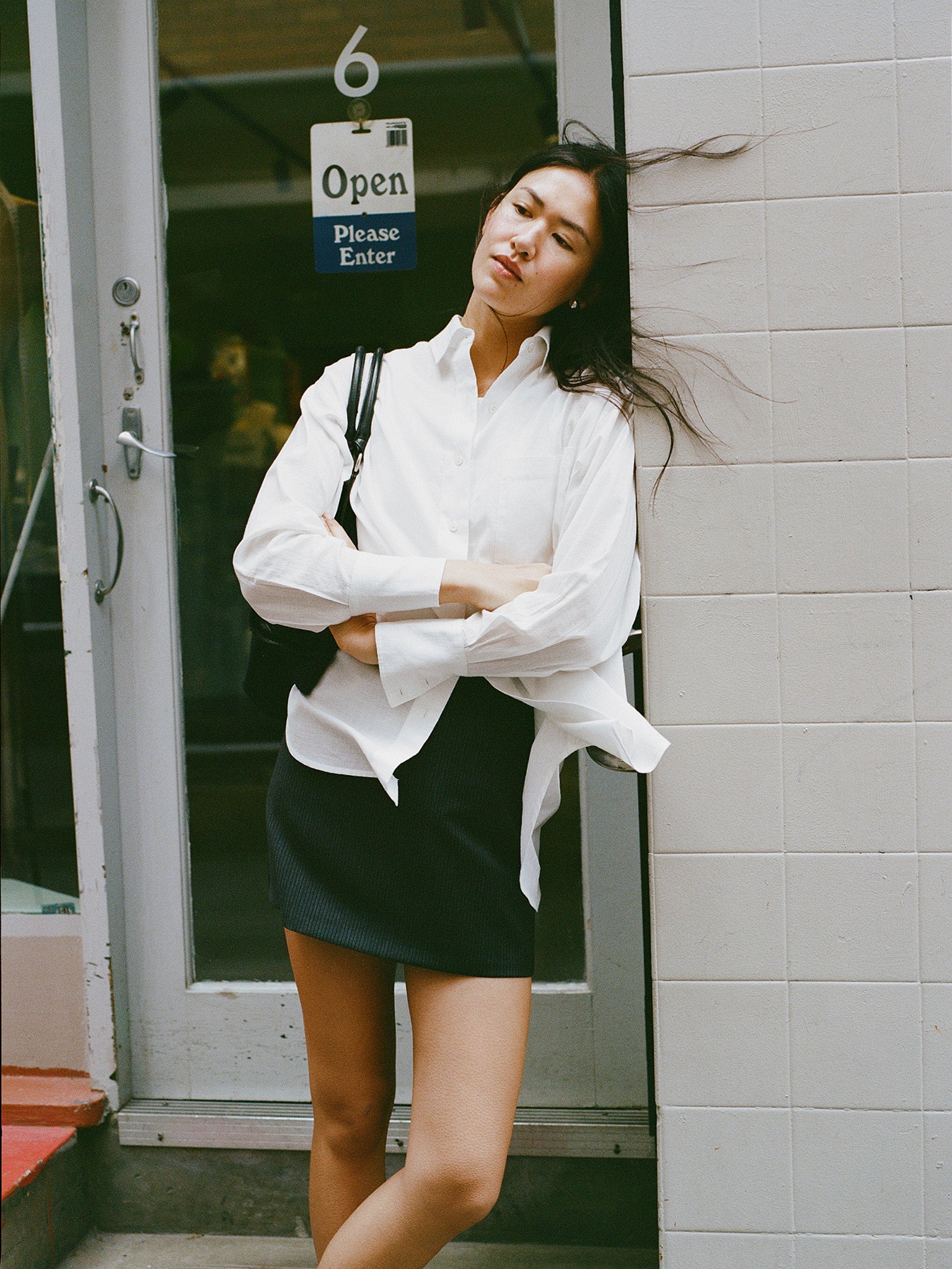 Kit Black Linen Mini Skirt