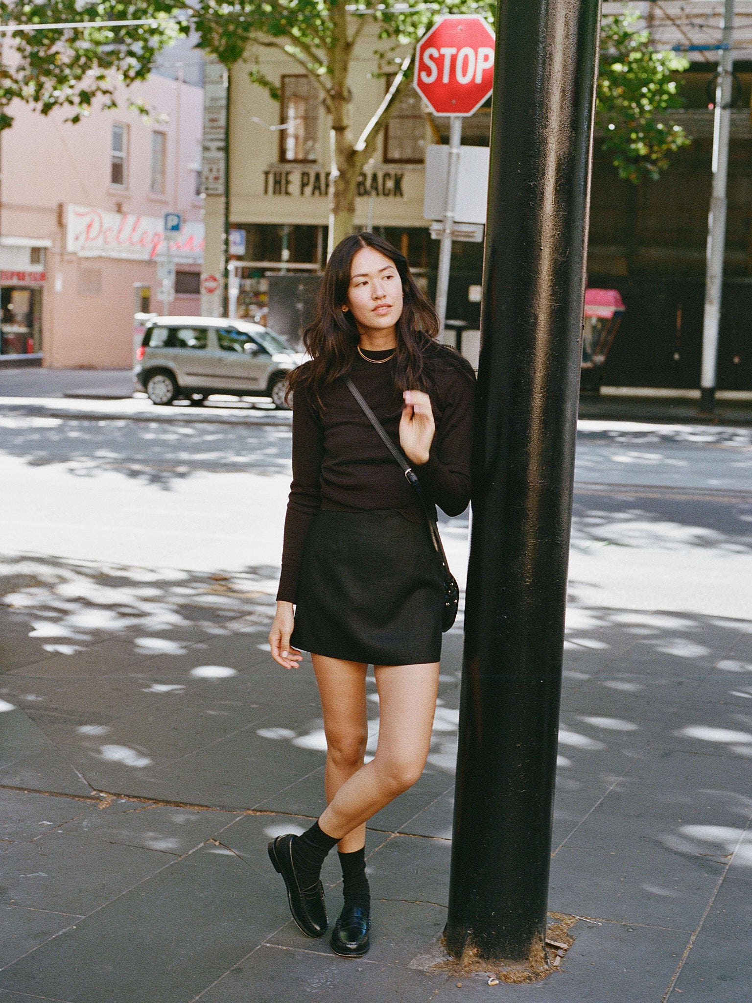 Kit Black Linen Mini Skirt