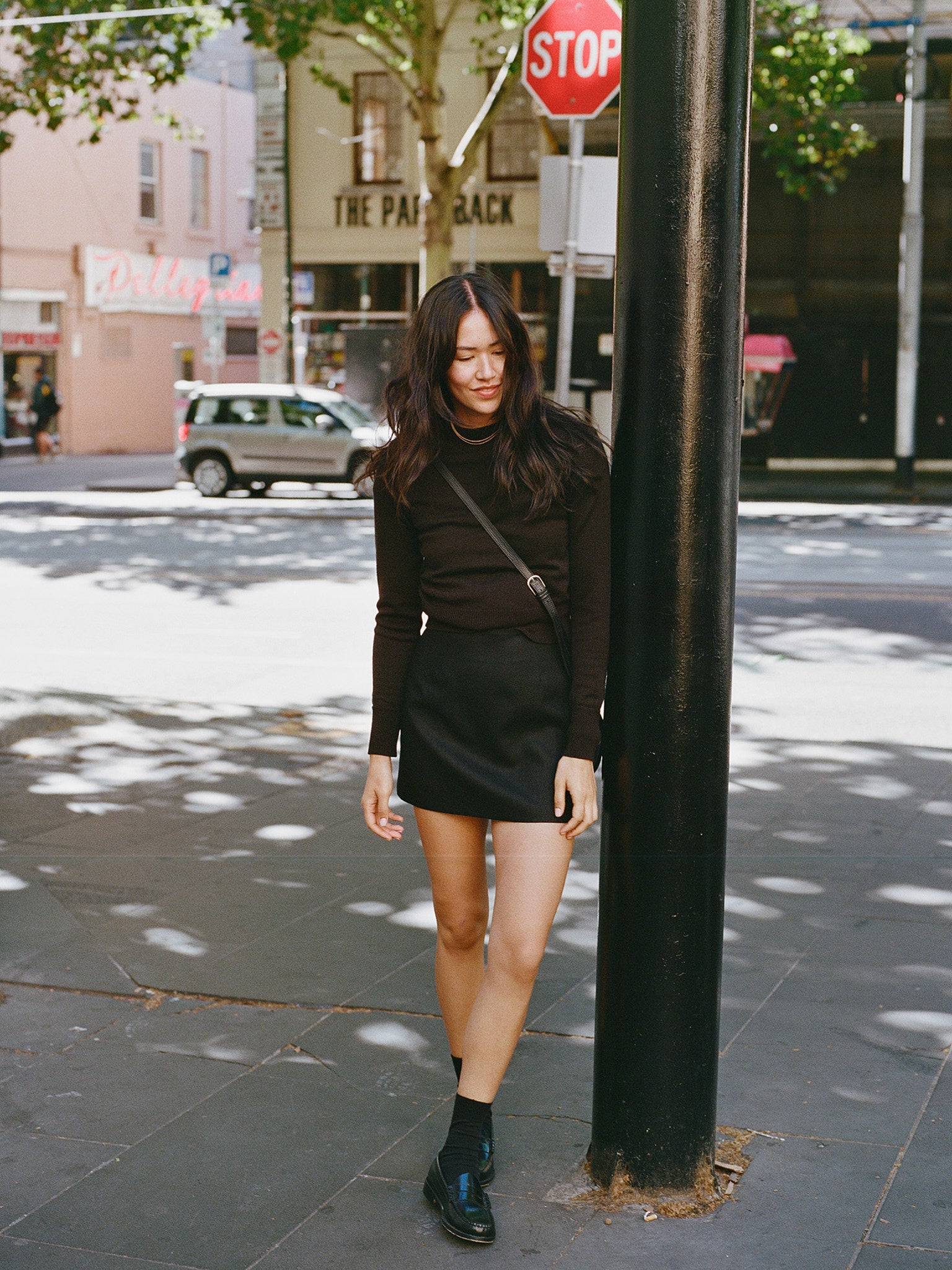 Kit Black Linen Mini Skirt
