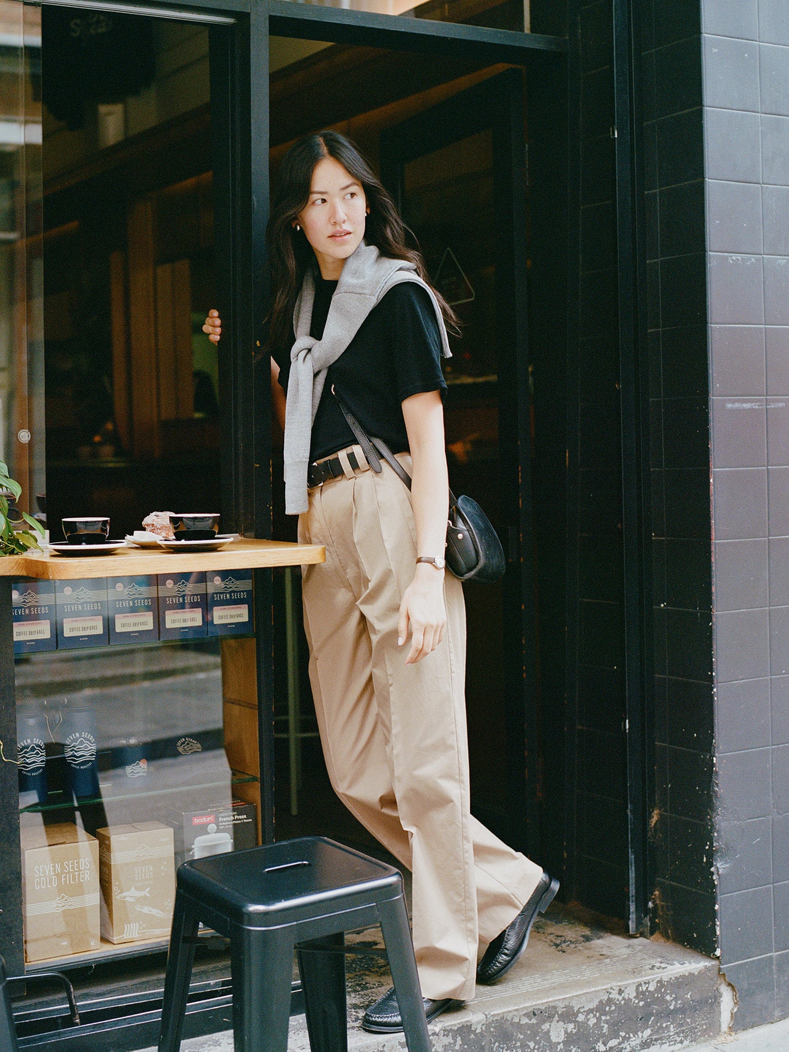 Recently Back in Stock - Jim Fine Black Australian Merino Rib T