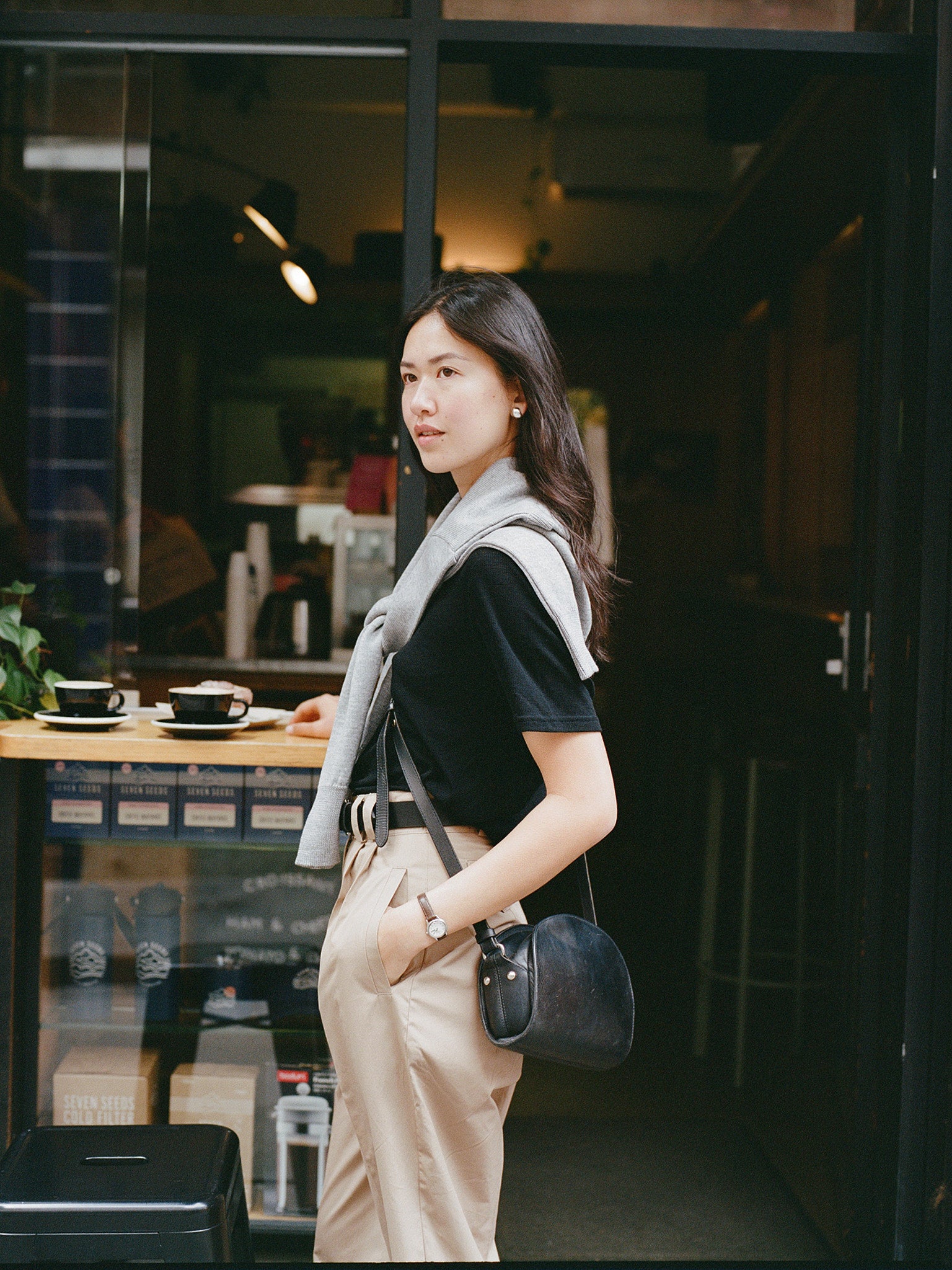 Jim Fine Black Australian Merino Rib T