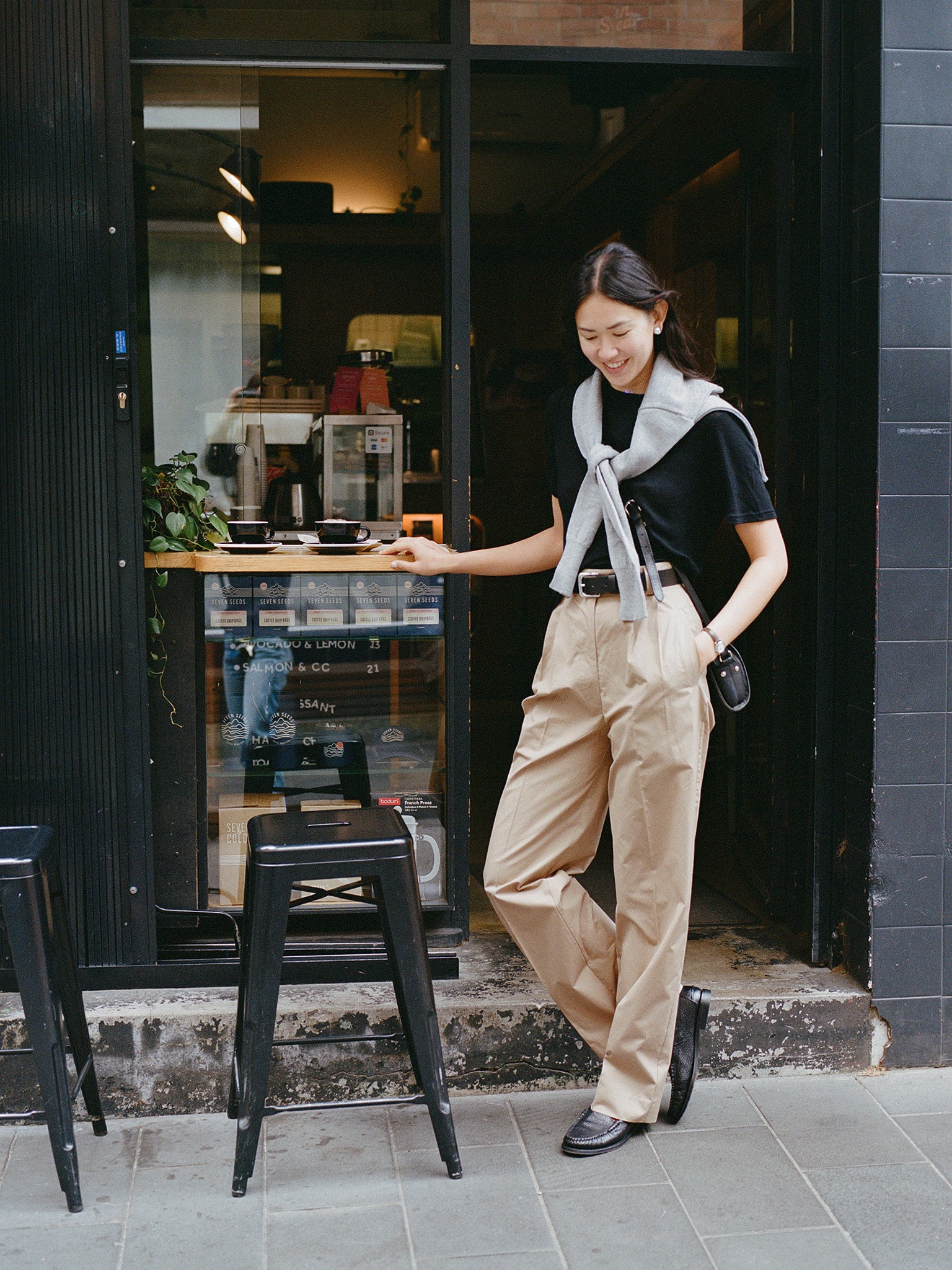 Recently Back in Stock - Jim Fine Black Australian Merino Rib T