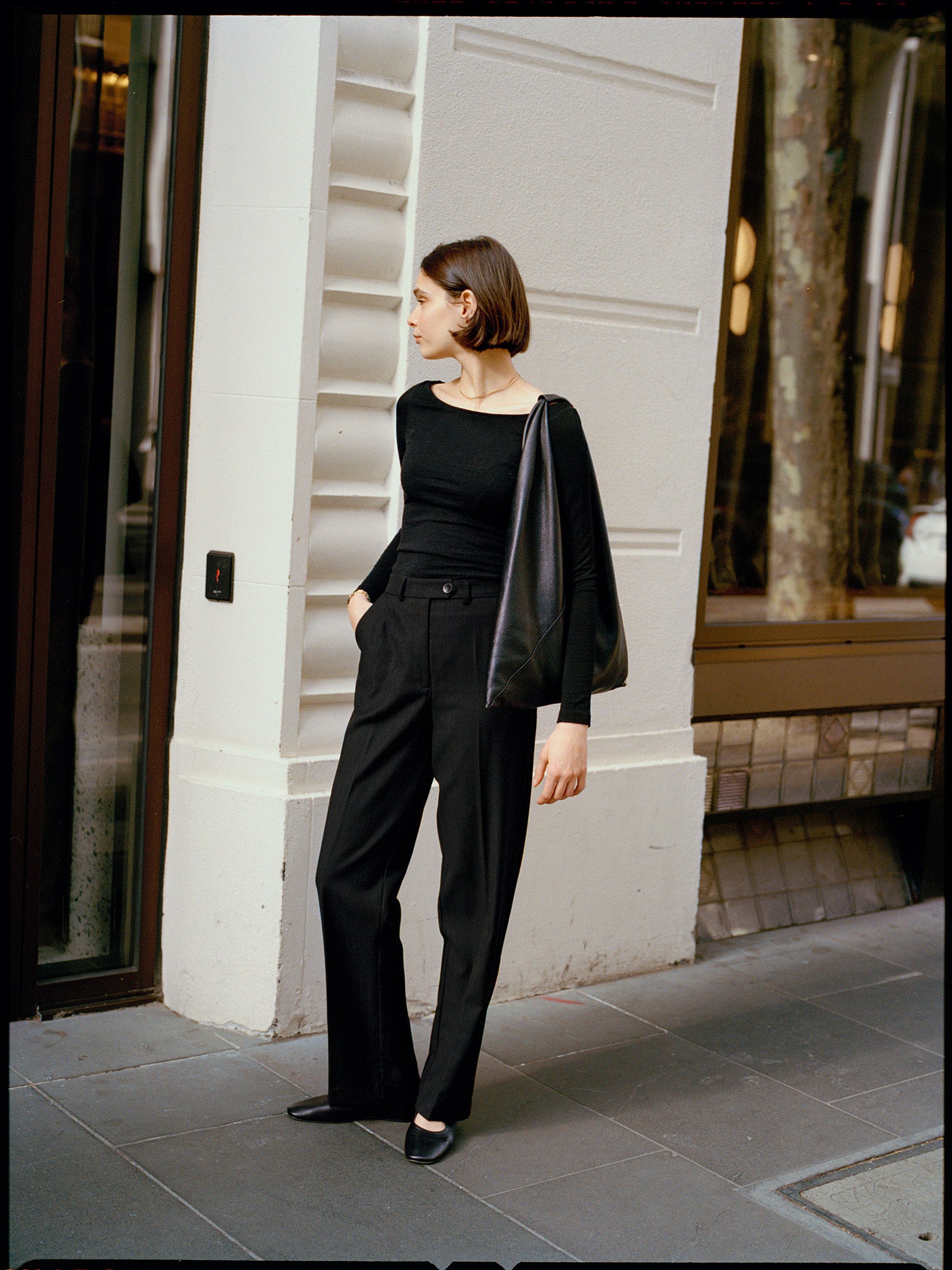 Agnes Japanese Black Wool Twill Pants
