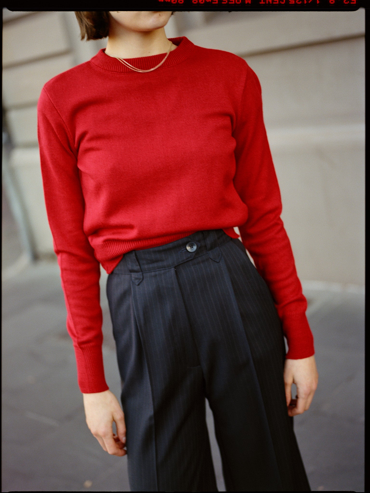 Ines Italian Navy Pinstripe Wool Pants