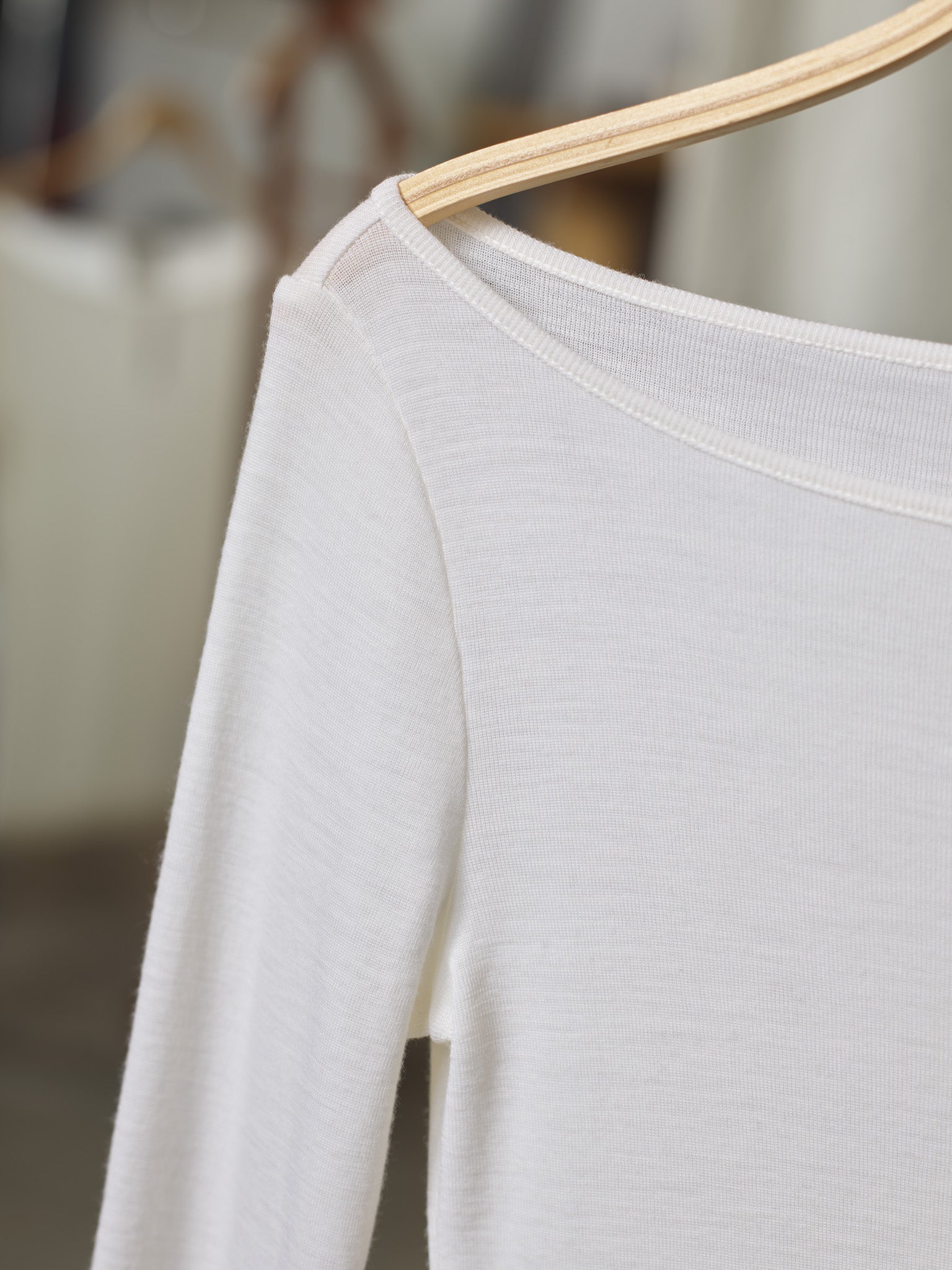 Recently in Stock - Laina Australian Cream Rib Merino Boatneck Top