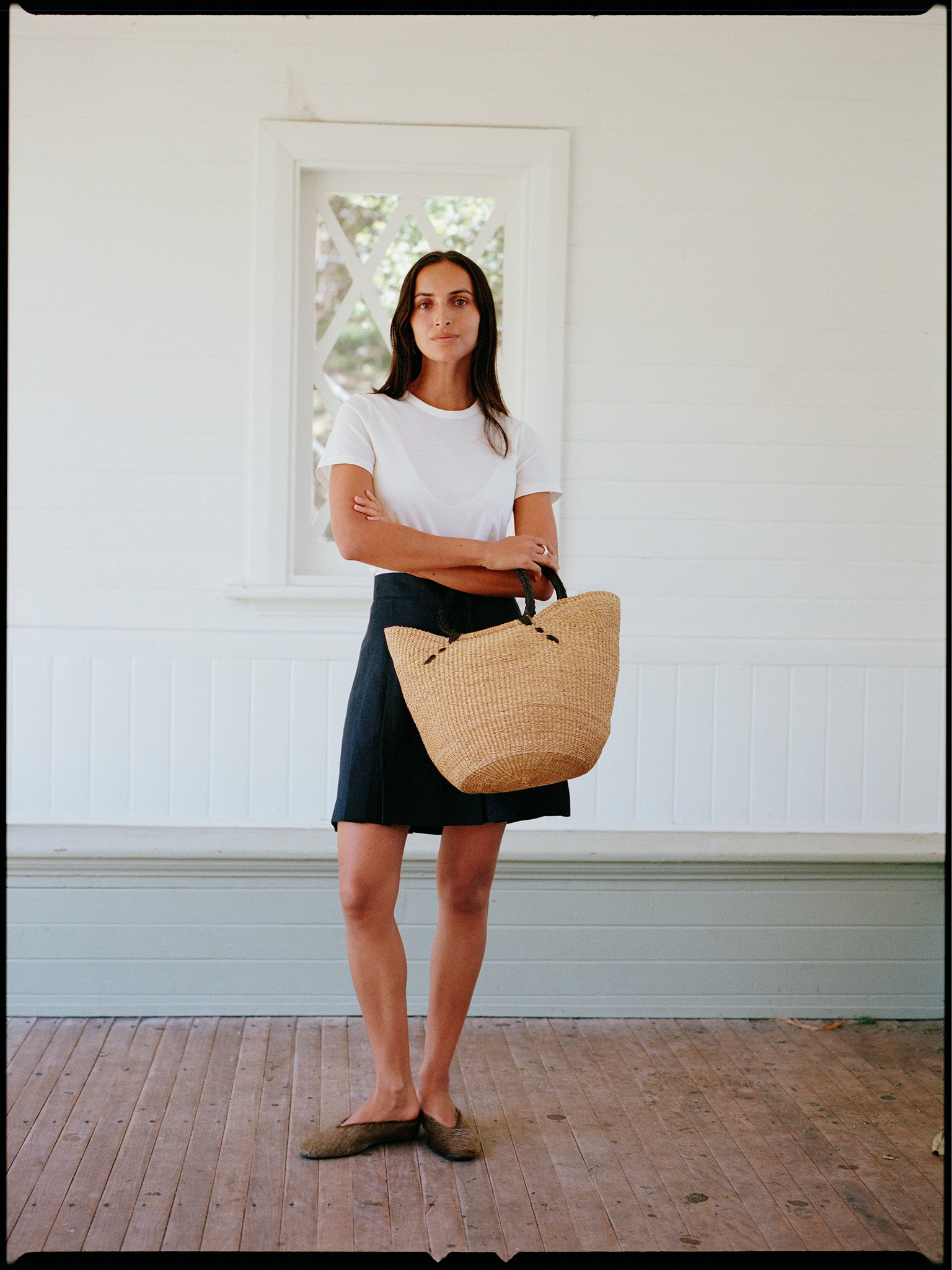 Recently in Stock - Jane Navy Linen Pleated Skirt