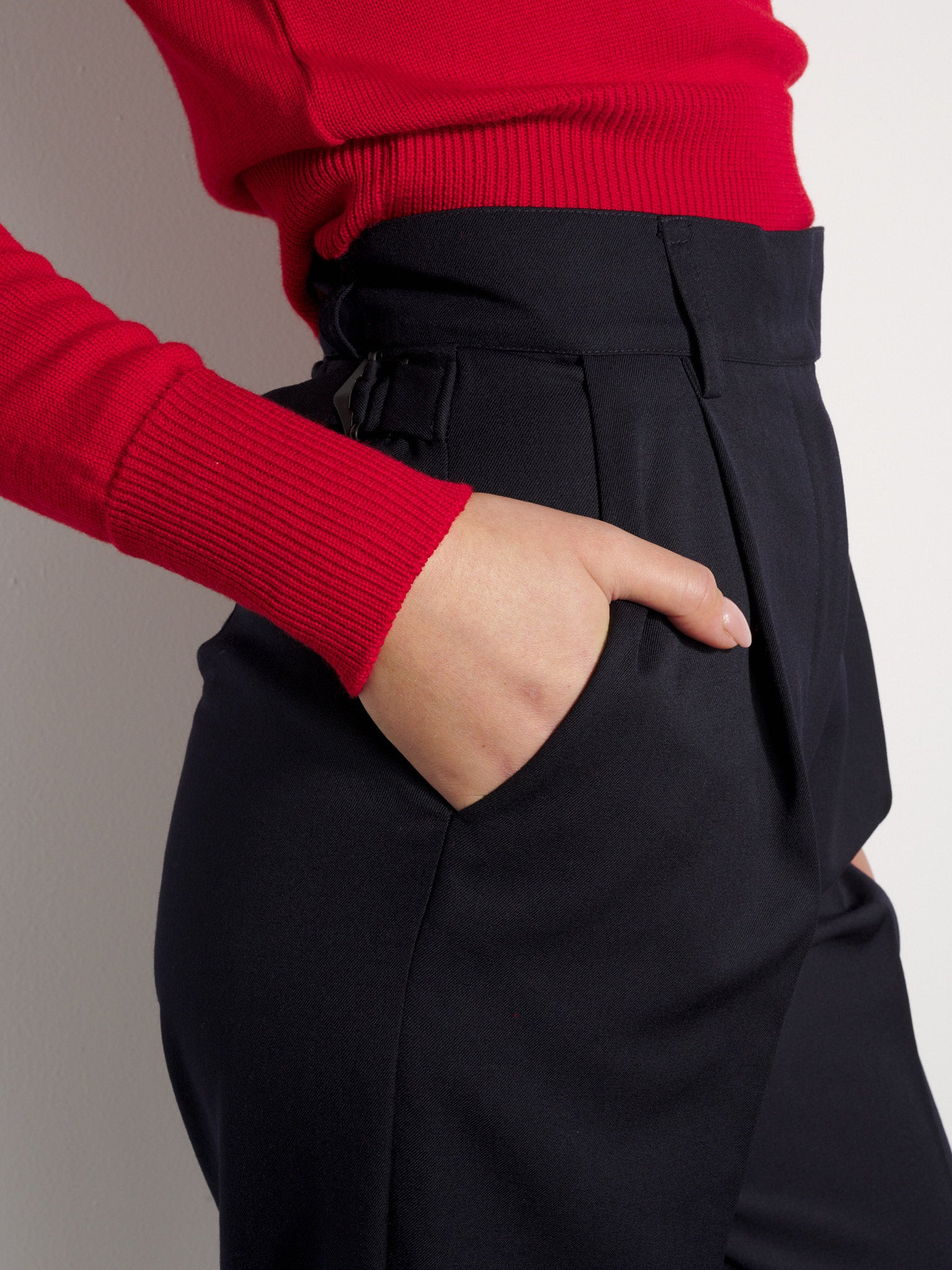 Recently Back in Stock - Kate Navy Japanese Twill Wool Pants