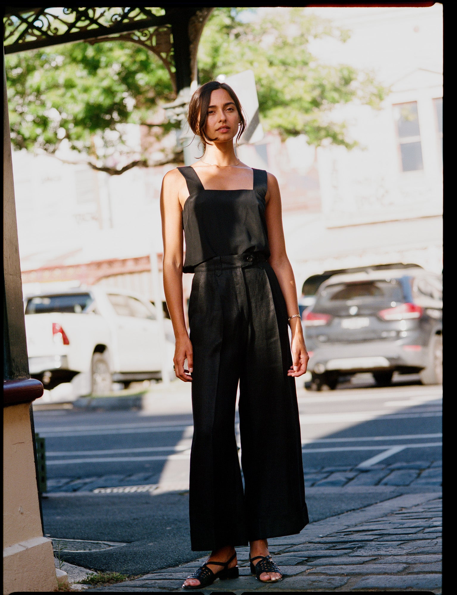 Clara Black Italian Silk Top