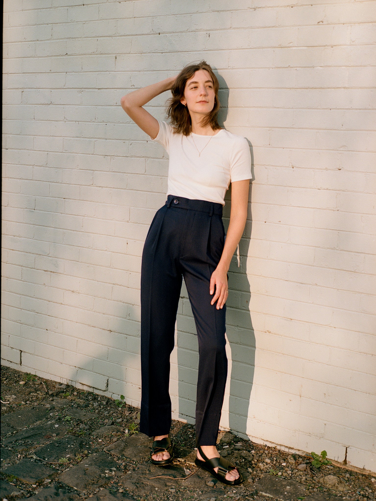 Recently Back in Stock - Kate Navy Japanese Twill Wool Pants