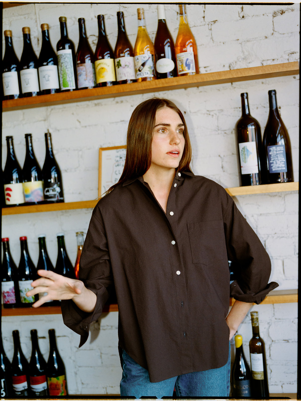 Recently Back in Stock - Artist Chocolate Seersucker Japanese Cotton Shirt