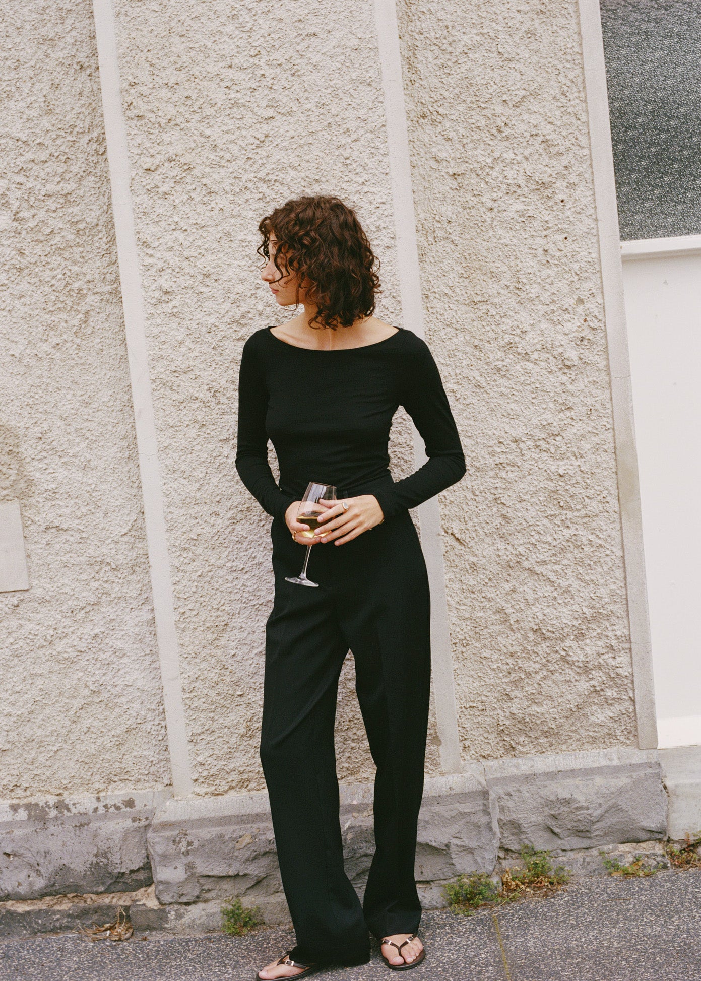 Agnes Japanese Black Wool Twill Pants