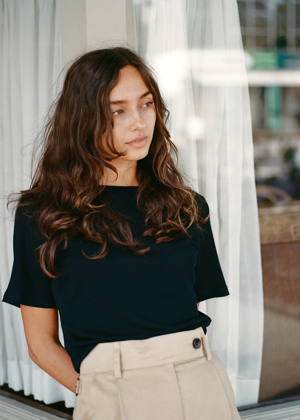 Jim Fine Black Australian Merino Rib T