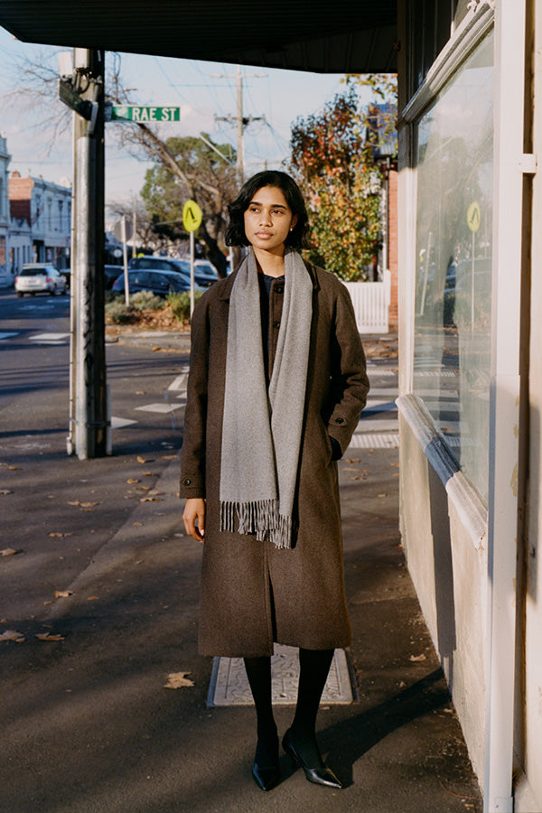 Lainee Italian Grey Cashmere Scarf