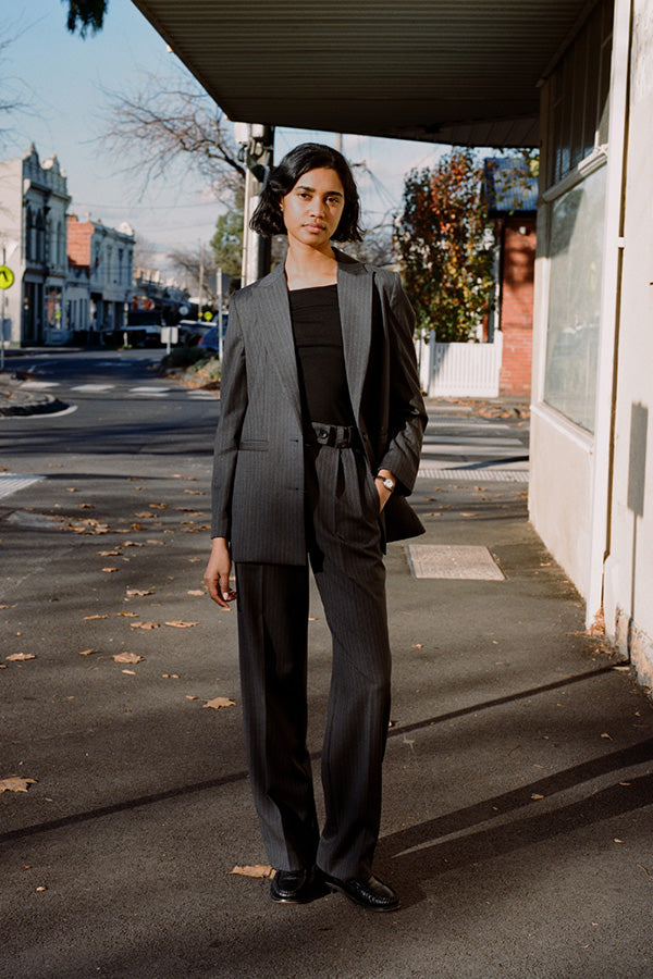 Limited Edition - Fred Italian Charcoal Pinstripe Wool Blazer