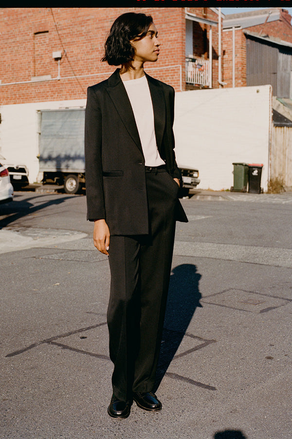 Agnes Japanese Black Wool Twill Pants
