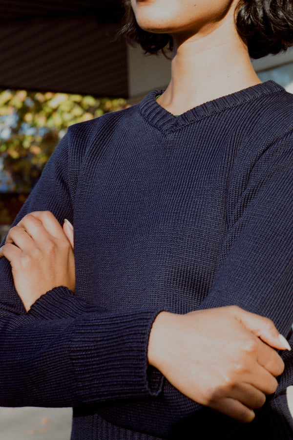 Pre-Order Jonny Navy Italian Wool V Knit