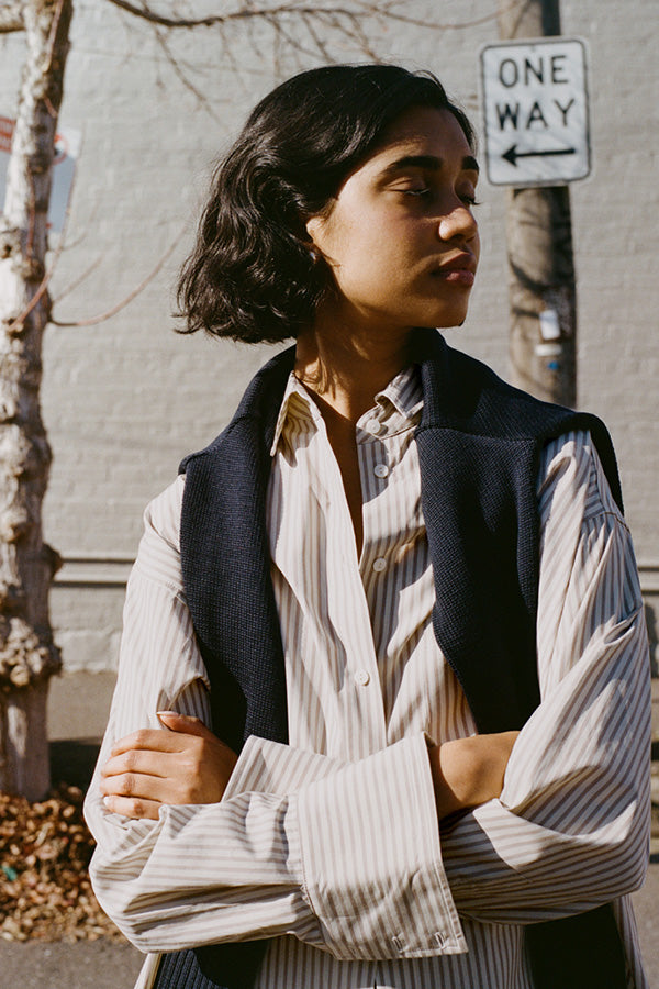 Artist Japanese Latte Stripe Cotton Shirt