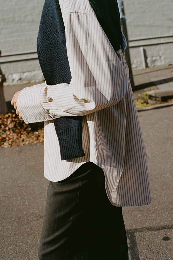 Artist Japanese Latte Stripe Cotton Shirt