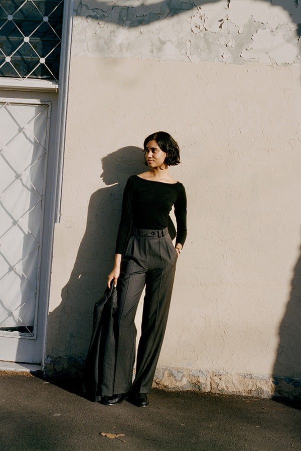 Limited Edition - Yu Tailored Italian Charcoal Pinstripe Wool Pants