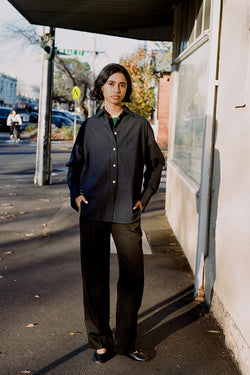 Artist Navy Seersucker Japanese Cotton Shirt