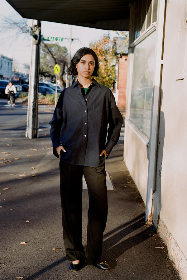 Artist Navy Seersucker Japanese Cotton Shirt
