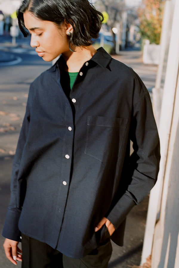 Artist Navy Seersucker Japanese Cotton Shirt