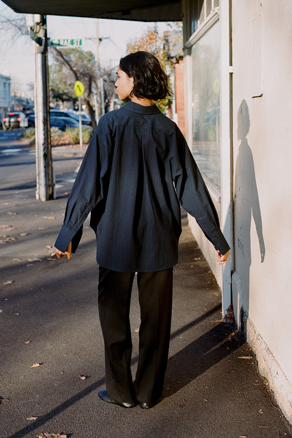 Artist Navy Seersucker Japanese Cotton Shirt