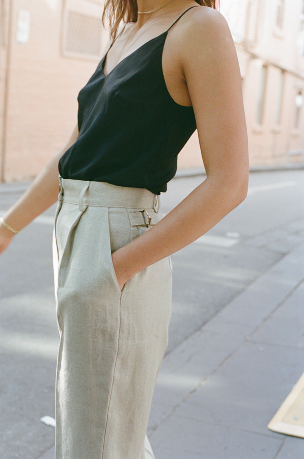 Armeda Black Italian Silk Cami