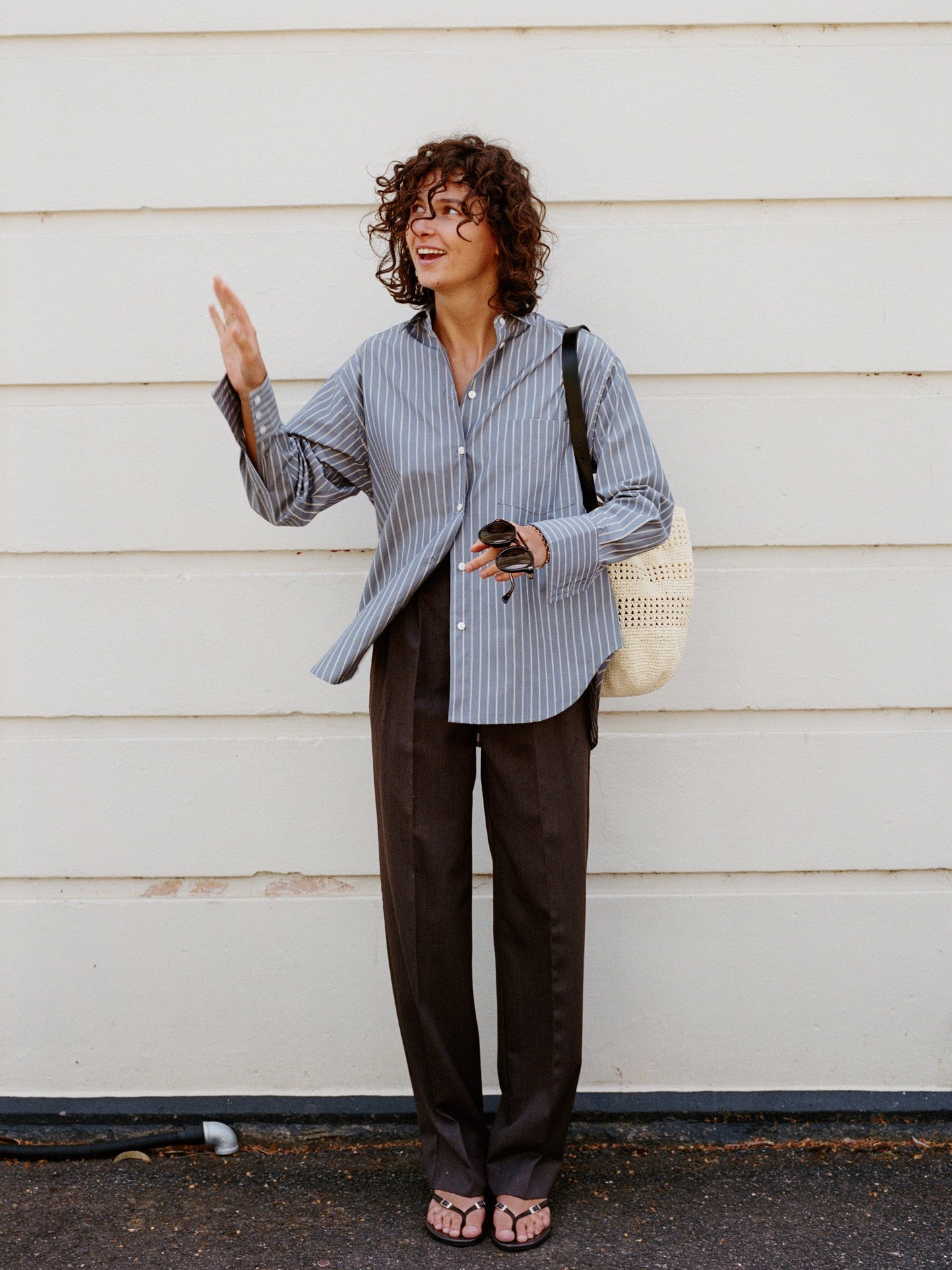 Artist Japanese Navy Wide Stripe Cotton Shirt