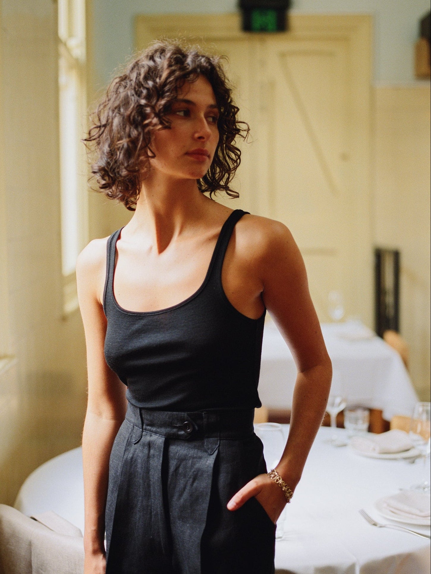 Pre-Order Leah Singlet Black Merino