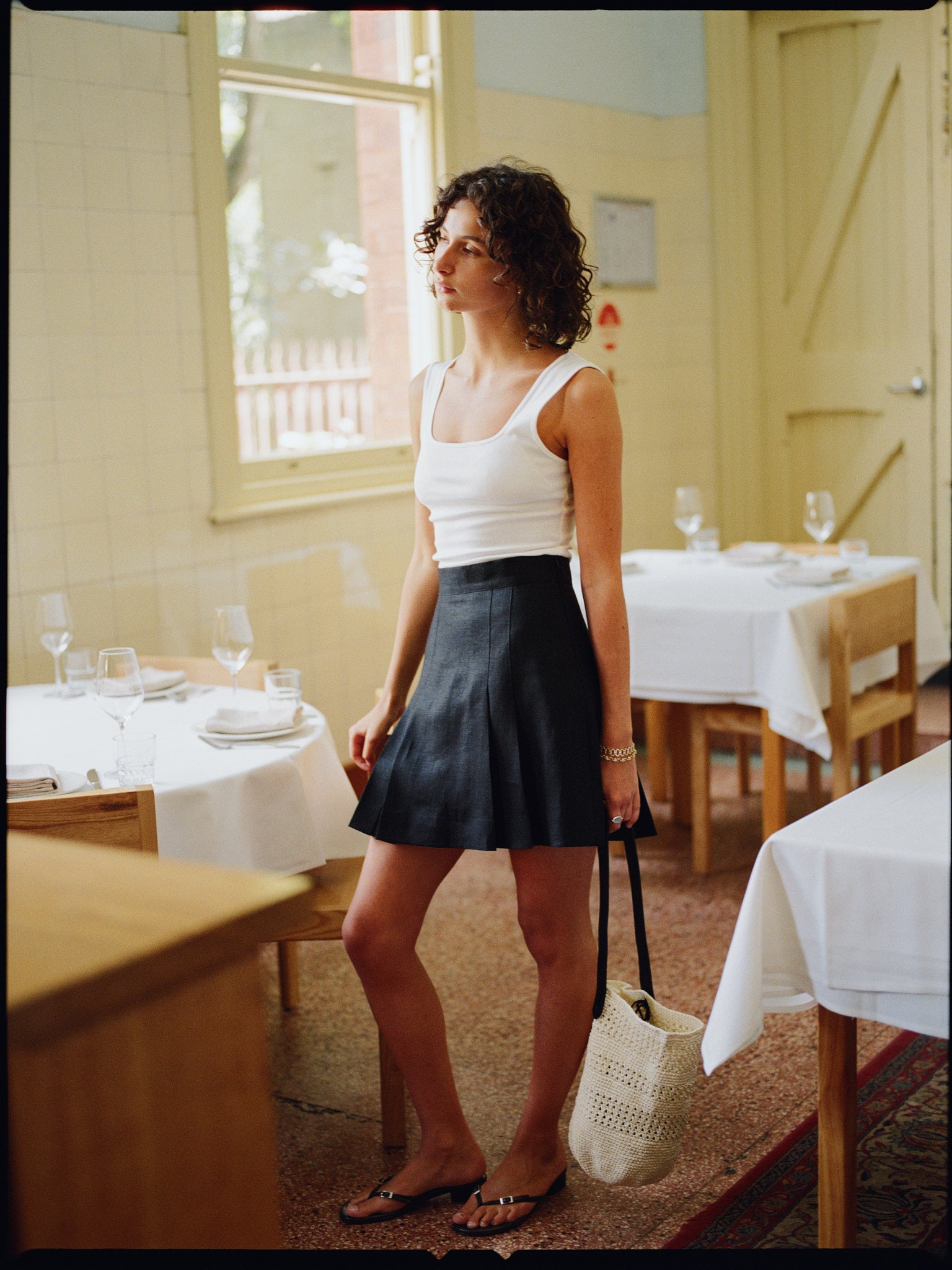 Pre-Order Jane Black Japanese Linen Pleated Skirt