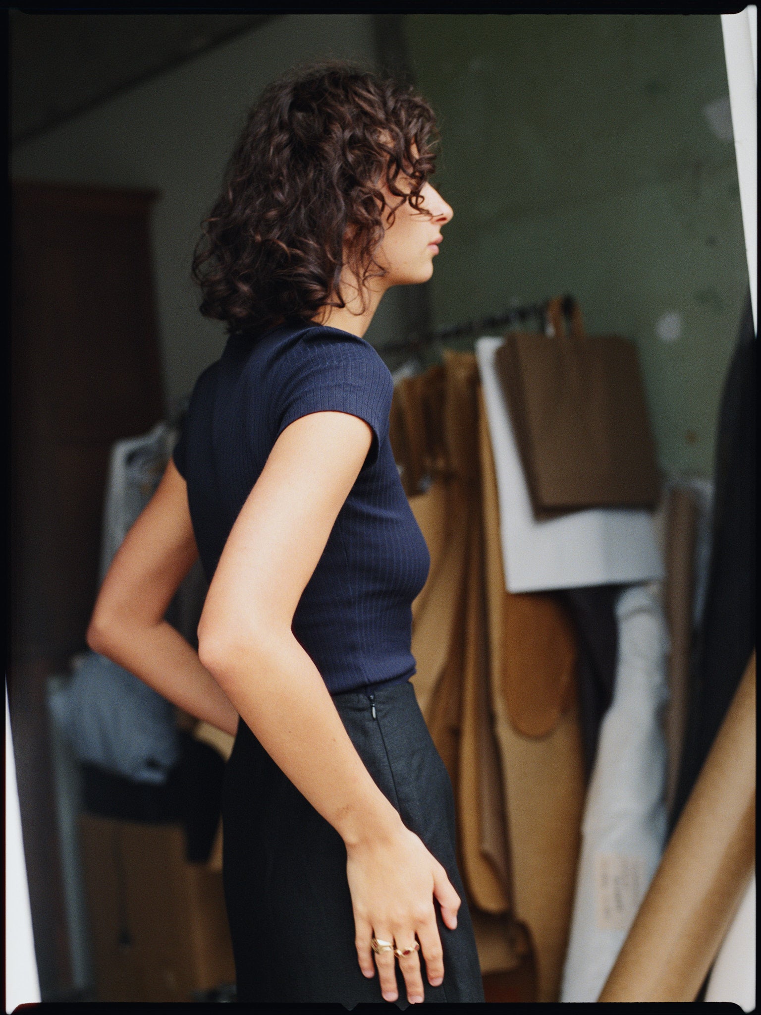 Kit Black Linen Mini Skirt